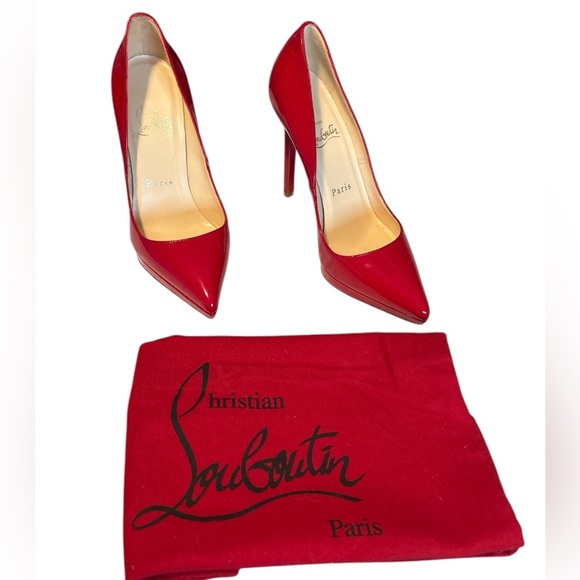 Christian Louboutin Shoes - Christian Louboutin Pumps Red Patent Leather Patriotic Pointed Toe Size 35.5